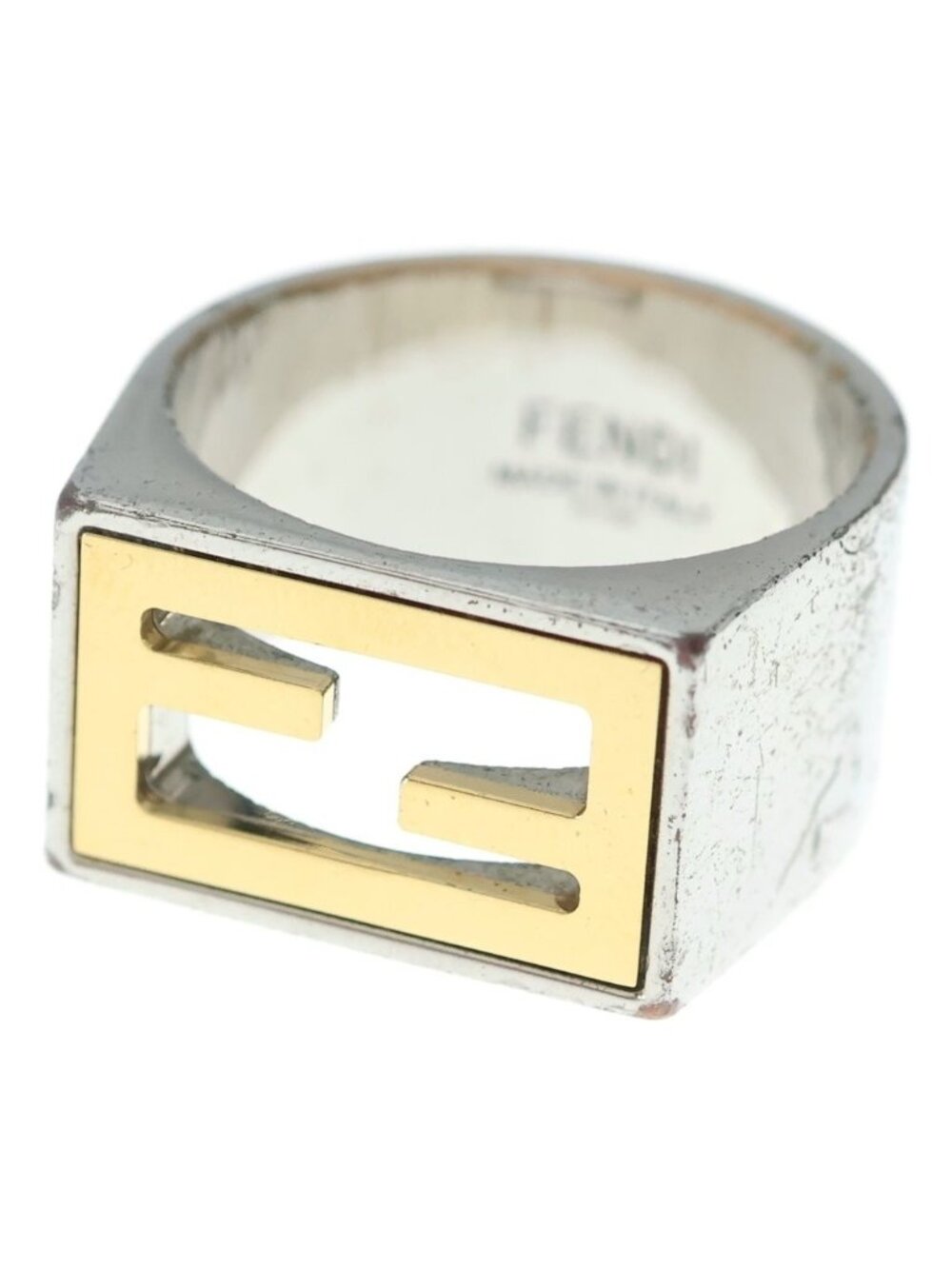 Fendi FF Motif Signet Ring Silver
